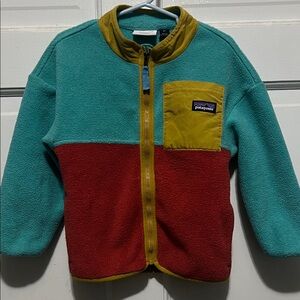 Patagonia Teal and Red Fleece Jacket